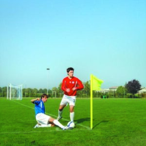 Eckfahnenstange gelb mit Bodenbuchse